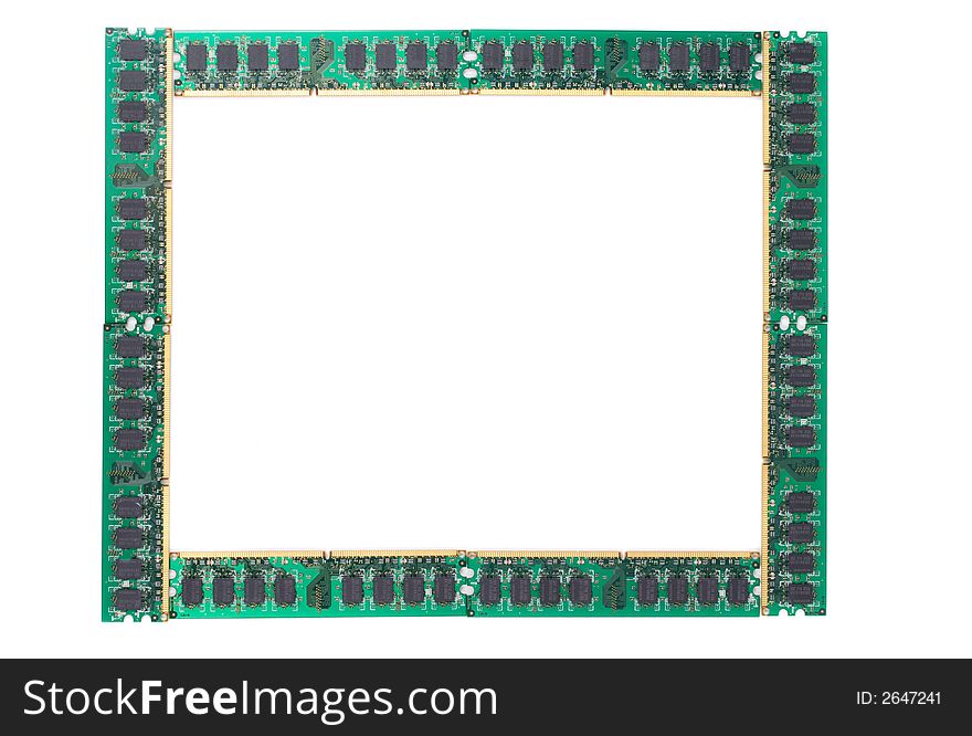 Frame made from computer hardware isolated over white background. Frame made from computer hardware isolated over white background