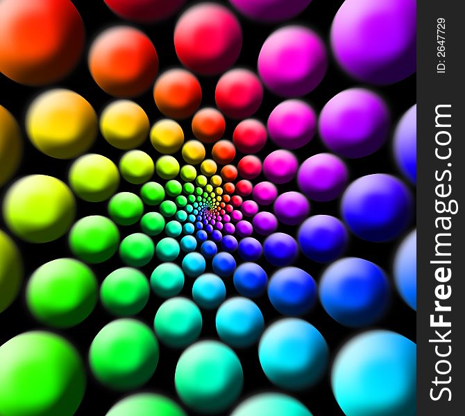 Abstract twirled rainbow colored balls illustration for a background. Abstract twirled rainbow colored balls illustration for a background