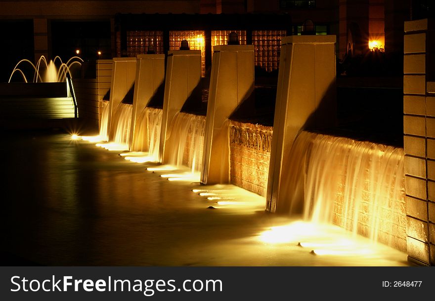 Photo of a fountain on night time. Photo of a fountain on night time