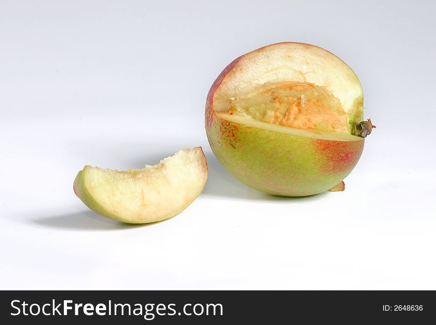 Fullview of fresh peach on the white background