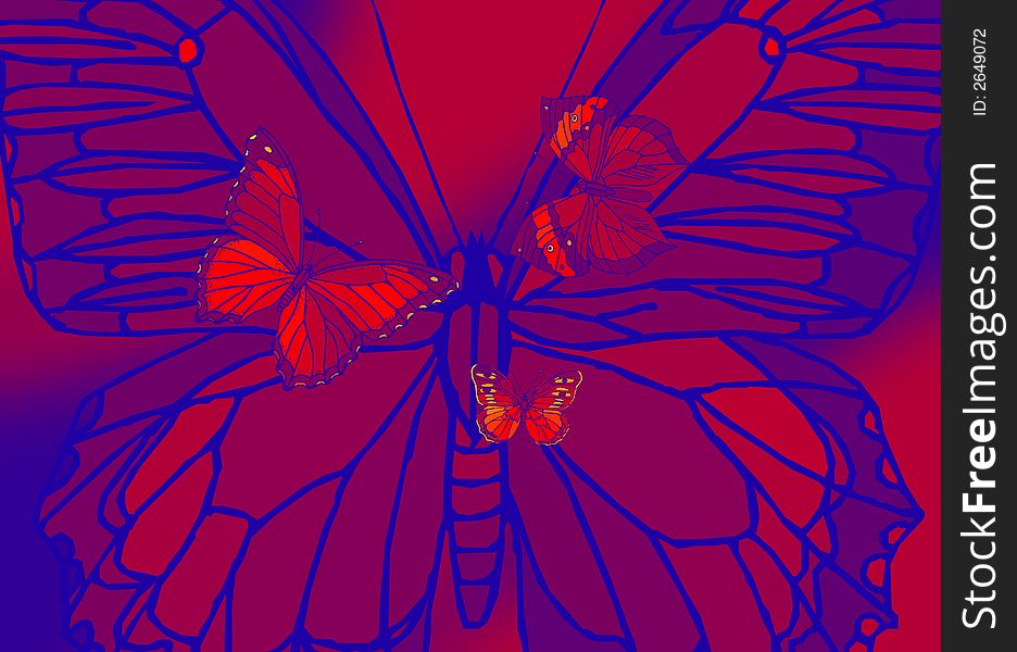 Red butterfly c.u. with alternative processing. Red butterfly c.u. with alternative processing.