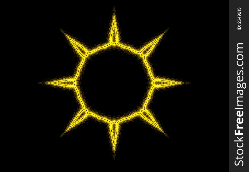 Fractal sun in black background.