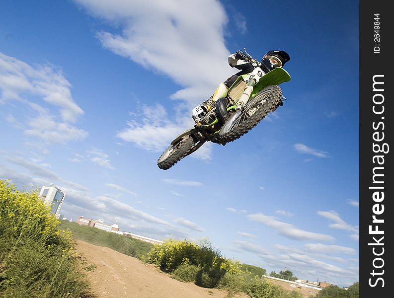 Motocross rider in the air. Motocross rider in the air