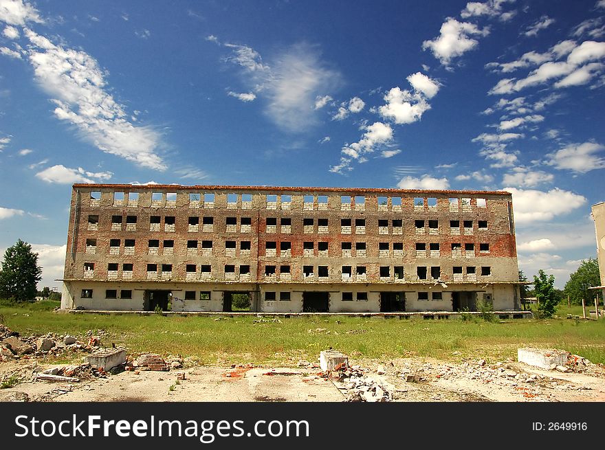 Old building with deep blue sky above