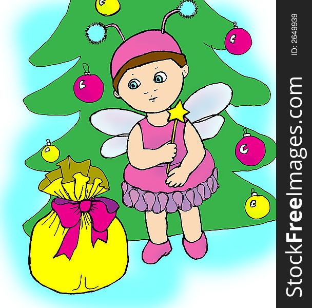 Child, Christmas Tree, Present