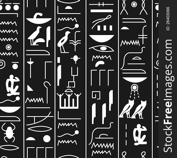 EPS10 file. Seamless hieroglyph over black background. EPS10 file. Seamless hieroglyph over black background