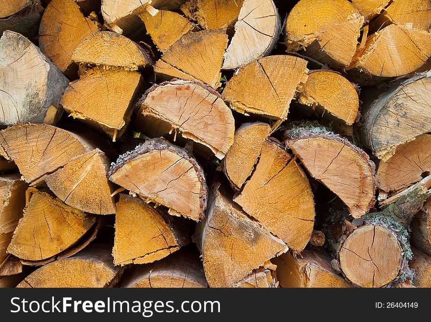 Dry Chopped Firewood Logs Ready For Winter