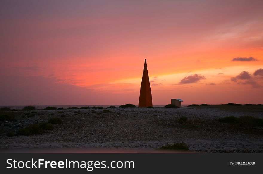 Pyramid at the sunset, Bonaire, Caribbean, Dutch Antilles. Pyramid at the sunset, Bonaire, Caribbean, Dutch Antilles.