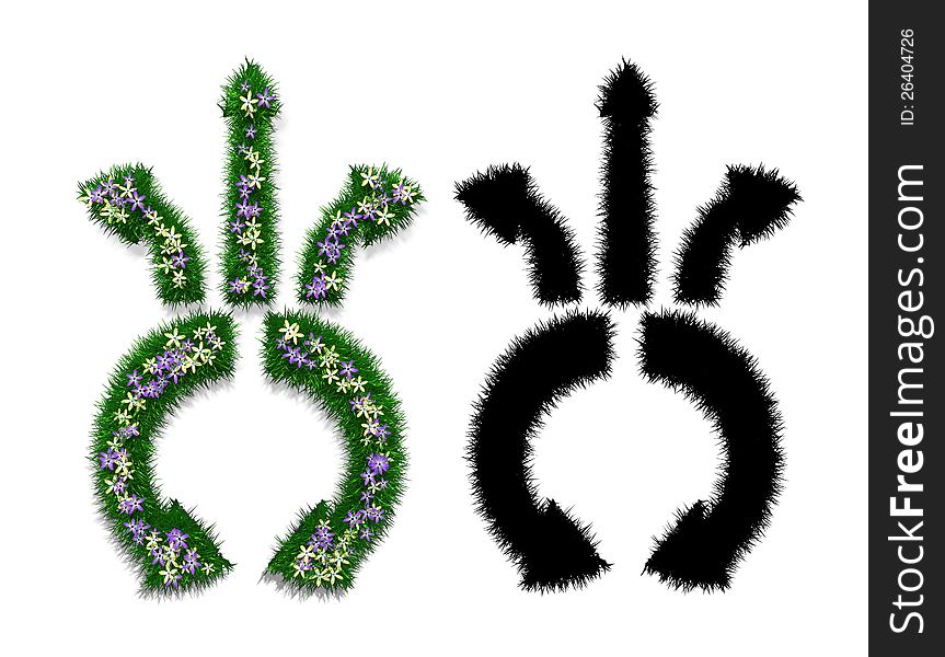Arrows cursors with flowers and grass