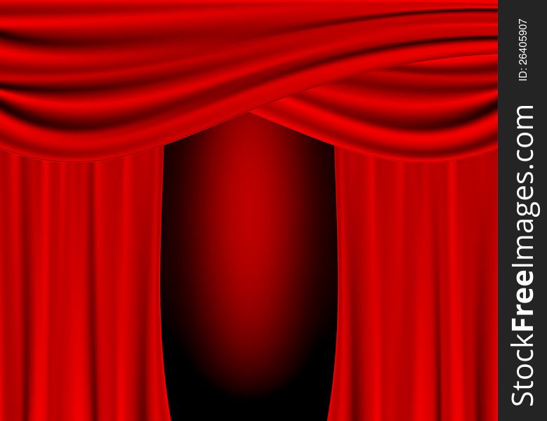 Beautiful red curtains scene background
