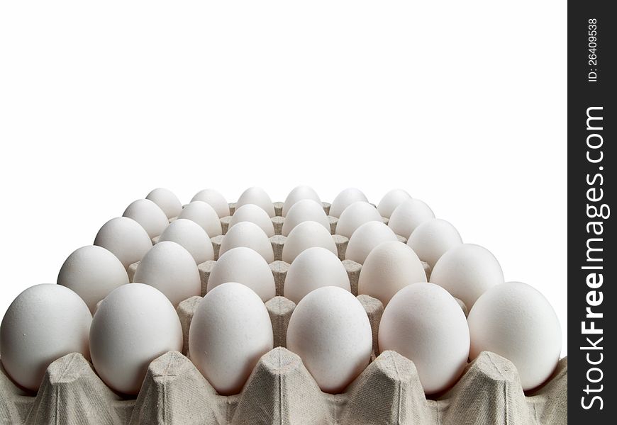 Eggs Of A Hen In Packing On A White Background.