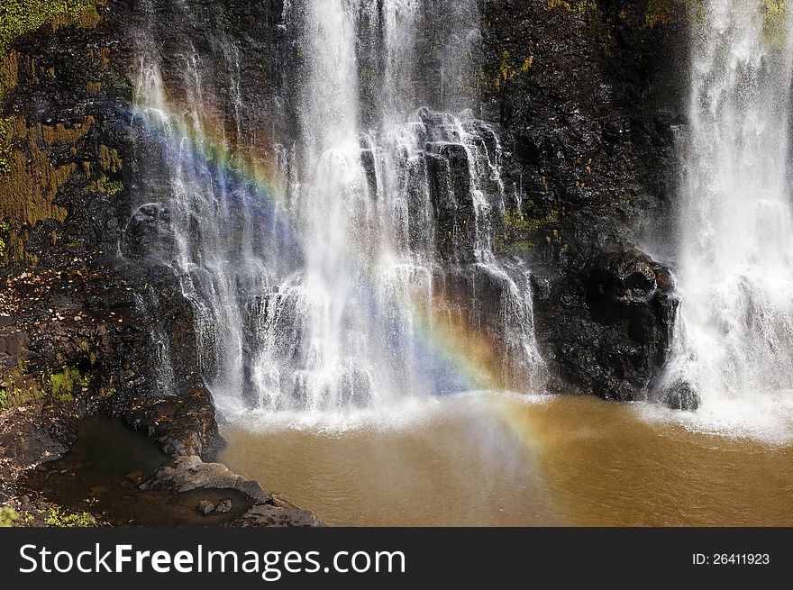 Rainbow over the Tad Yeung Waterfall in Pakxong, Laos