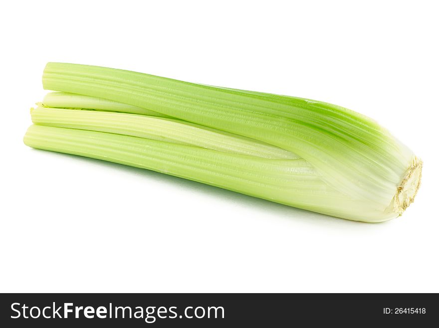 Fresh and tasty bunch of celery on white background