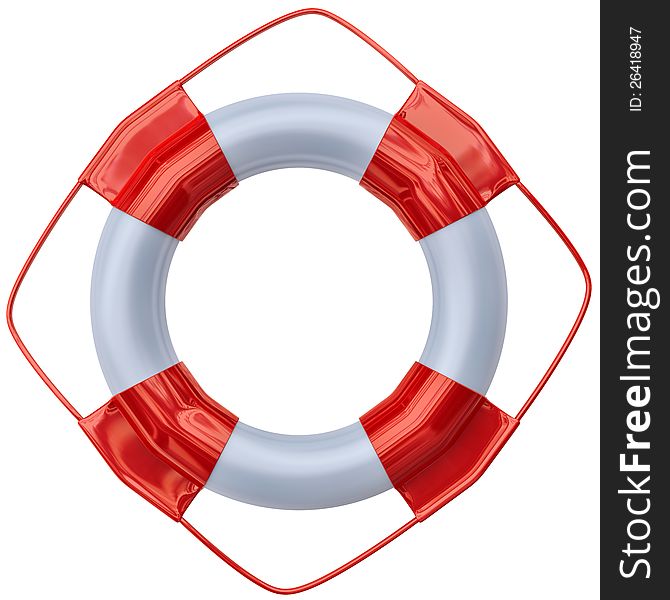 A large lifebuoy as life saving equipment for aid a person fallen overboard