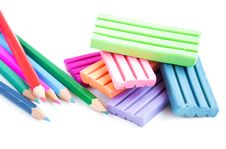 Modeling Clay And Pencils Stock Photography Modeling Clay And Pencils Stock Photography