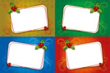 Four Christmas Card Blank Frame With Mistletoe Stock Images Four Christmas Card Blank Frame With Mistletoe Stock Images