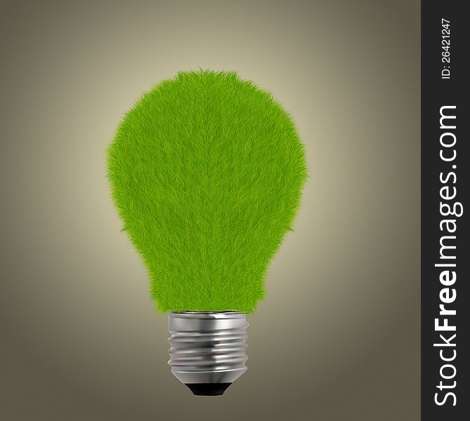 Green Grass On Light Bulb