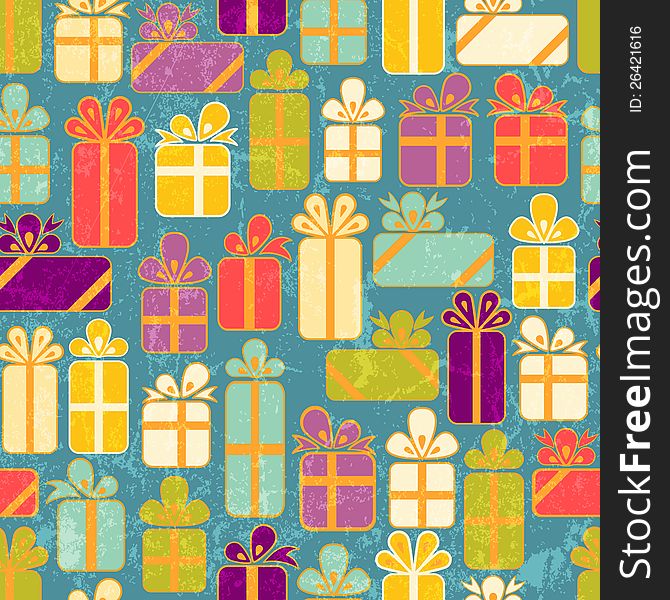 Seamless pattern with colorful gifts. EPS 10 vector illustration.