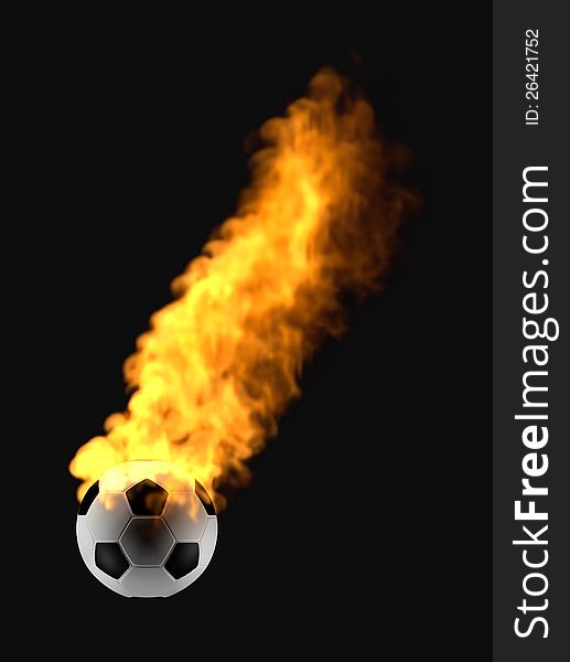 Flying soccer ball in the fire. Flying soccer ball in the fire