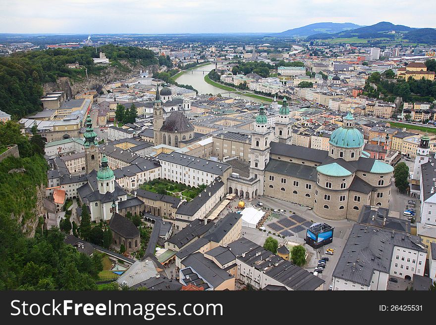 Salzach River and the City of Salzburg, Austria