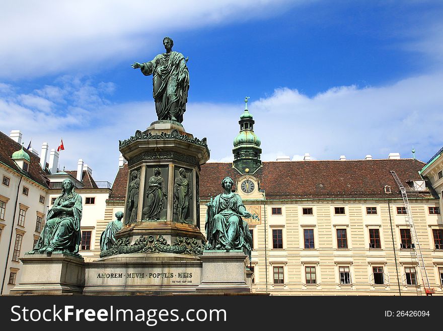 Statue of Francis II, Holy Roman Emperor in the courtyard square in the Hofburg - Vienna, Austria. Statue of Francis II, Holy Roman Emperor in the courtyard square in the Hofburg - Vienna, Austria