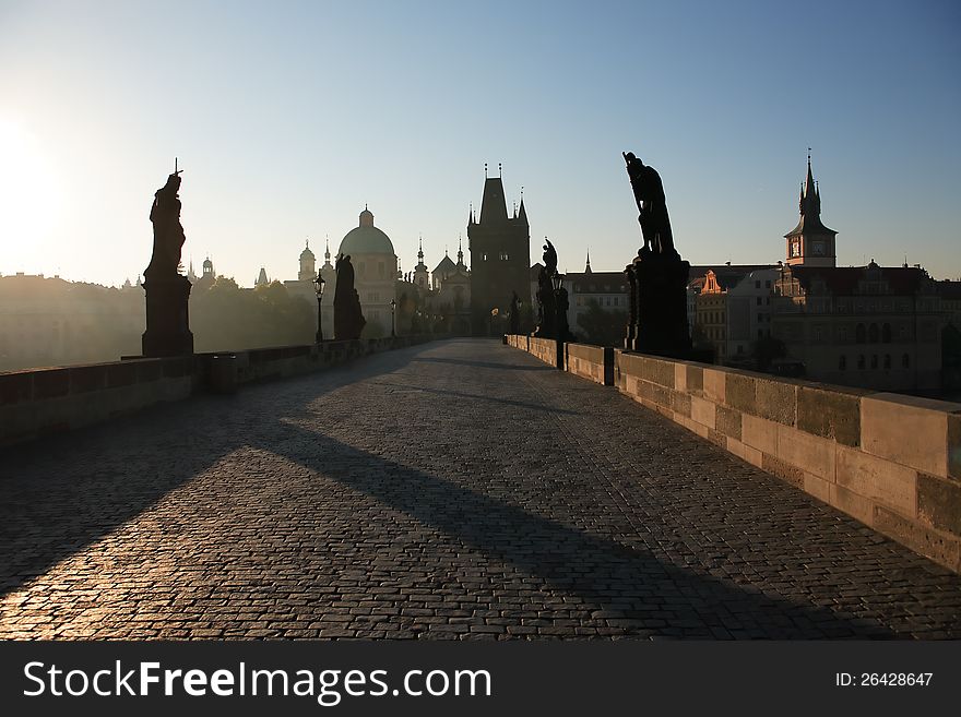 Famous Charles Bridge at dawn, Prague,Czech Republic