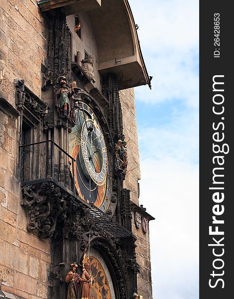 Closeup of famous astronomical clock on Prague Town Hall, Czech Republic. Closeup of famous astronomical clock on Prague Town Hall, Czech Republic