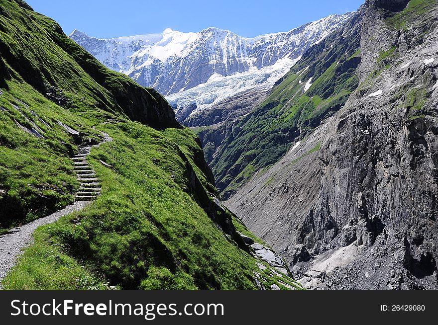 Walking from Grindelwald to glacier. Switzerland. Walking from Grindelwald to glacier. Switzerland.