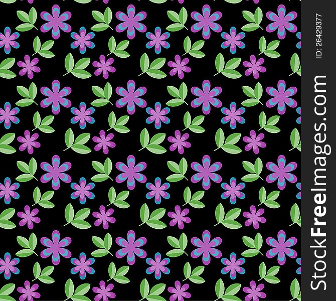 Seamless floral pattern with violet flowers