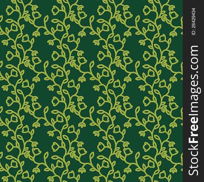 Seamless ornamental green floral pattern. Seamless ornamental green floral pattern