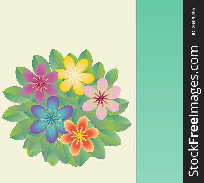 Card template with flowers bunch. Card template with flowers bunch