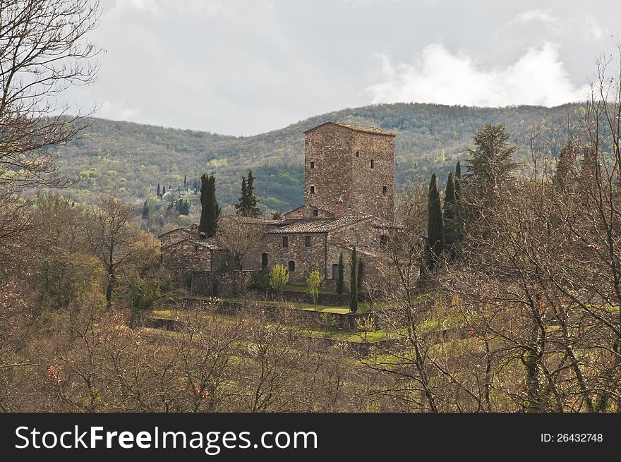 Medieval castle in Chianti, tuscany, Italy. Medieval castle in Chianti, tuscany, Italy