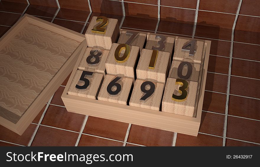 3d 2013 on wooden cubes