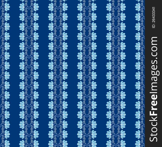 Seamless pattern blue flowers on blue in russian style Gzhel. Seamless pattern blue flowers on blue in russian style Gzhel