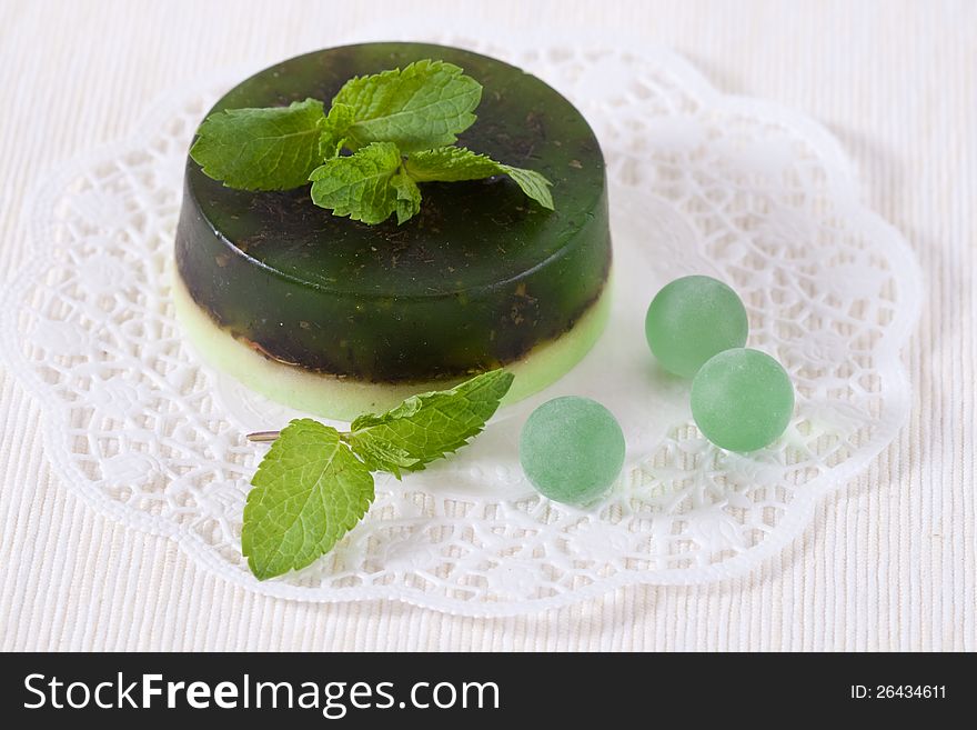Handmade soap and mint leaves