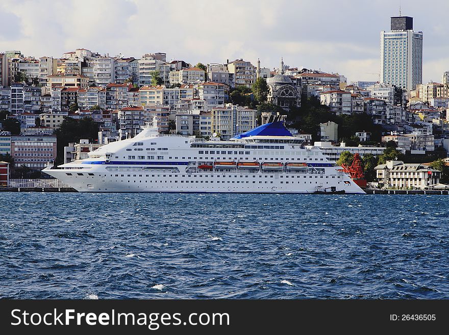 Cruise ship moored in Istanbul. Cruise ship moored in Istanbul