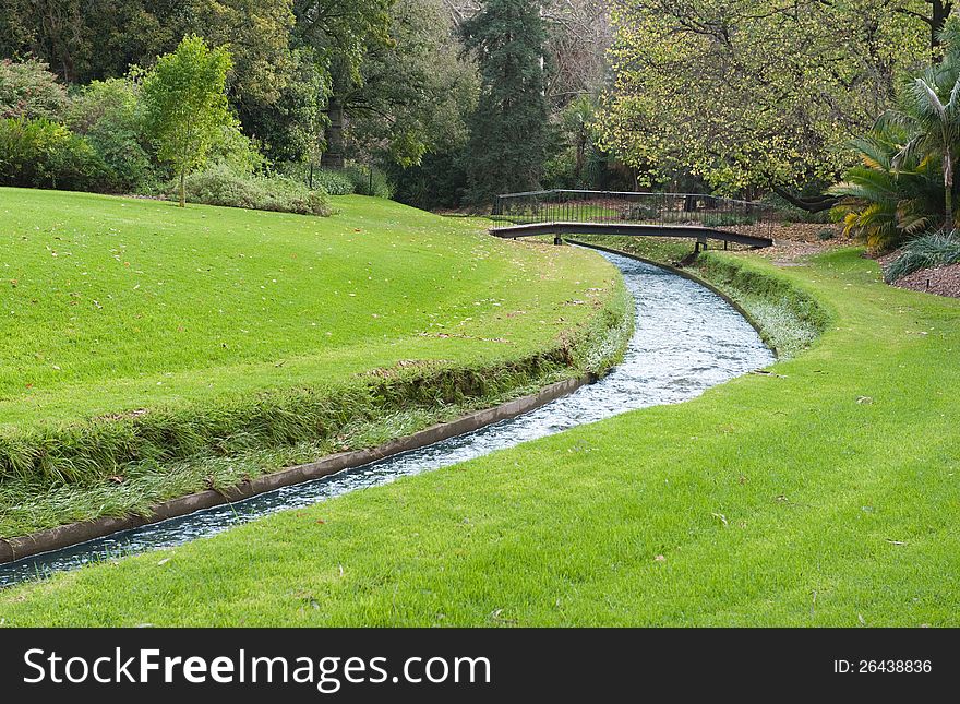 Stream in the landscaped park of South Australia