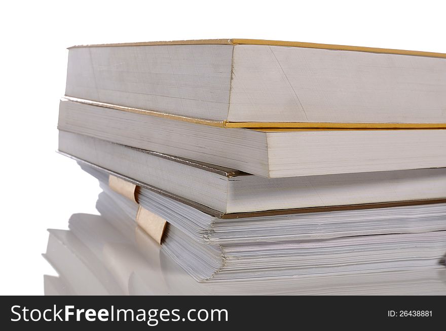 Stack of books isolated over white background