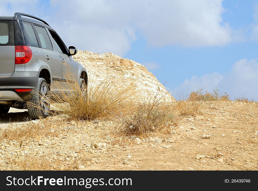 Off-road car in desert Negev, Israel.