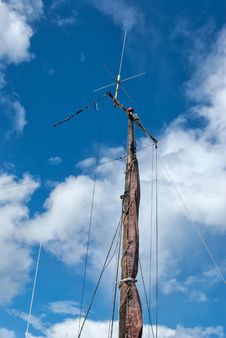 Foresail, Jib, And Wooden Mast Of A Sailing Yacht Royalty Free Stock Photo Foresail, Jib, And Wooden Mast Of A Sailing Yacht Royalty Free Stock Photo