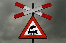 Sign Railway Crossing Headlights On Stock Images Sign Railway Crossing Headlights On Stock Images
