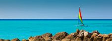 Small Sail Boat On The Caribbean Royalty Free Stock Photo Small Sail Boat On The Caribbean Royalty Free Stock Photo