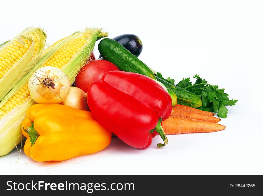 Different vegetables on a white background