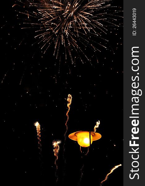 Firework over lantern