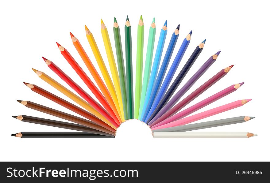 Beautiful composition made from crayons set on white background. Beautiful composition made from crayons set on white background