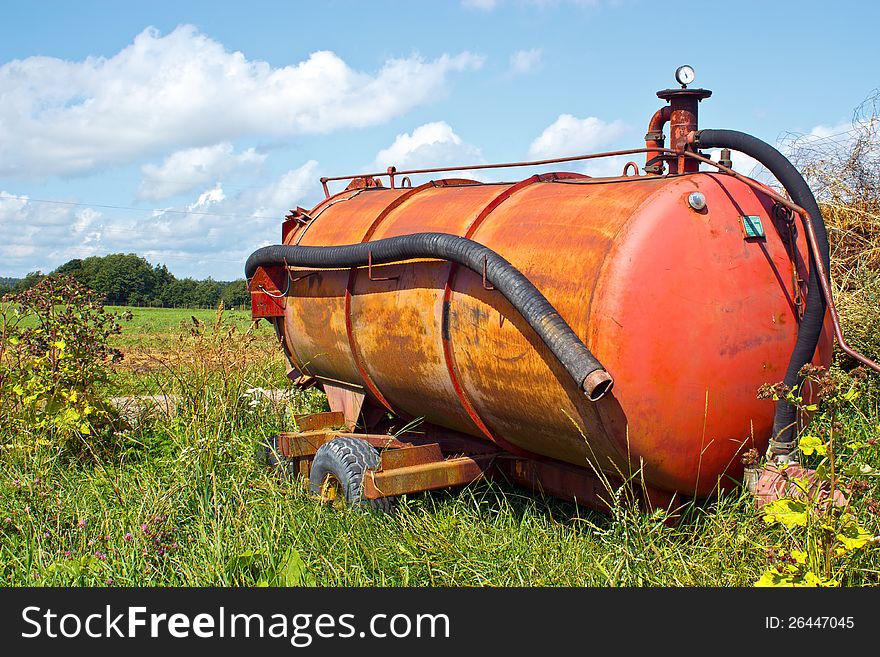 Old fertilizer tank in countryside, Finland