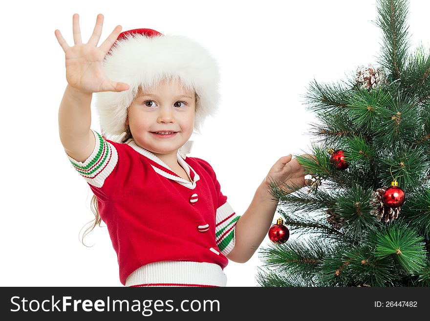 Pretty Preschool Child Decorating Christmas Tree