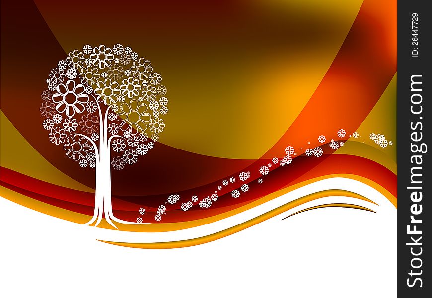 Autumn tree background maded from flowers