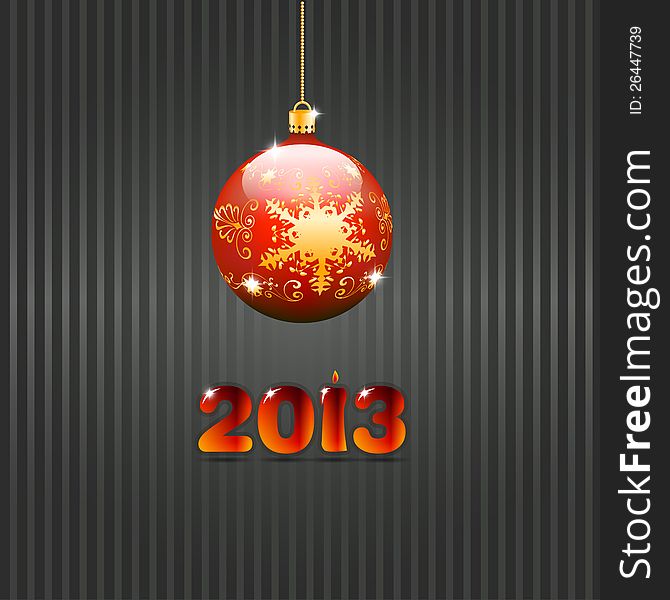 Happy new year with christmas ball