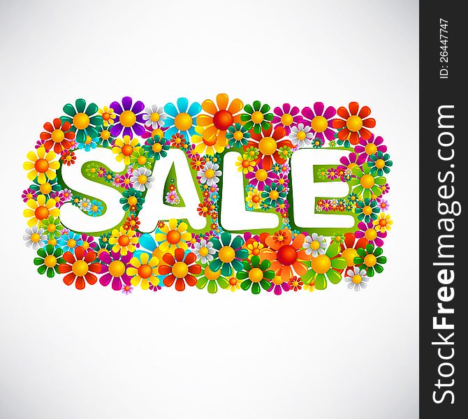 Sale with many colorful flowers. Sale with many colorful flowers